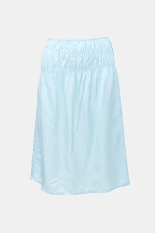 Helmut Lang Satin Ruched Midi Skirt