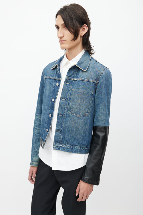 Helmut Lang Spring 2003 Blue & Black Leather Denim Jacket