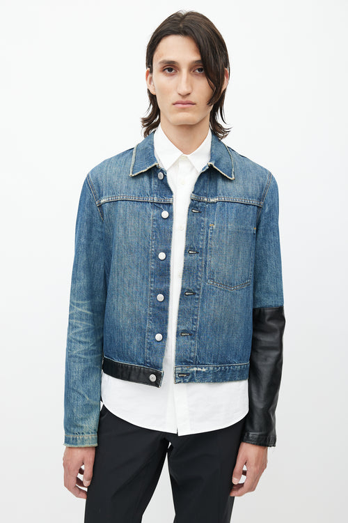 Helmut Lang Spring 2003 Blue & Black Leather Denim Jacket