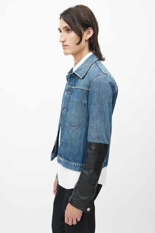 Helmut Lang Spring 2003 Blue & Black Leather Denim Jacket