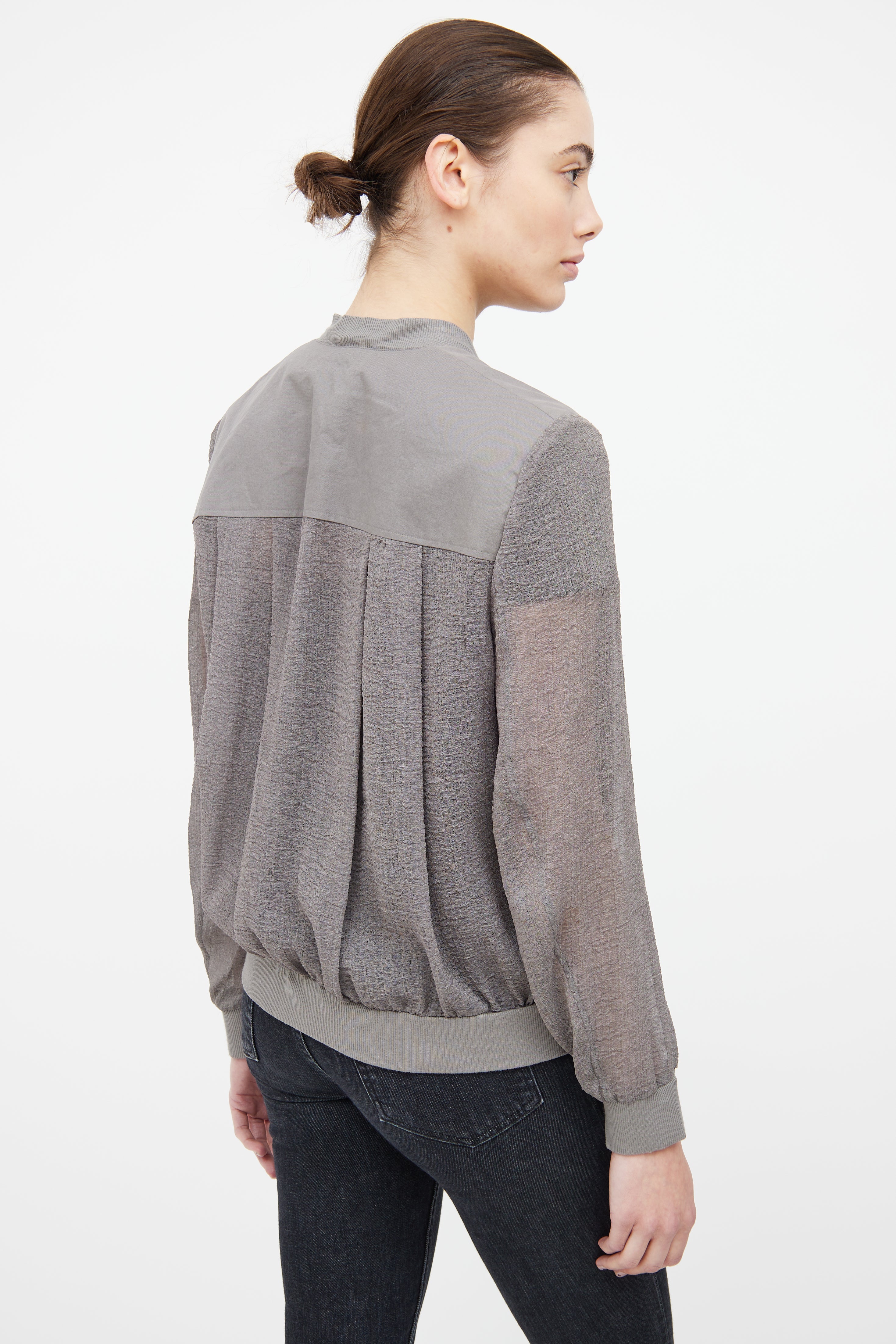 Helmut Lang Grey Textured Bomber Jacket