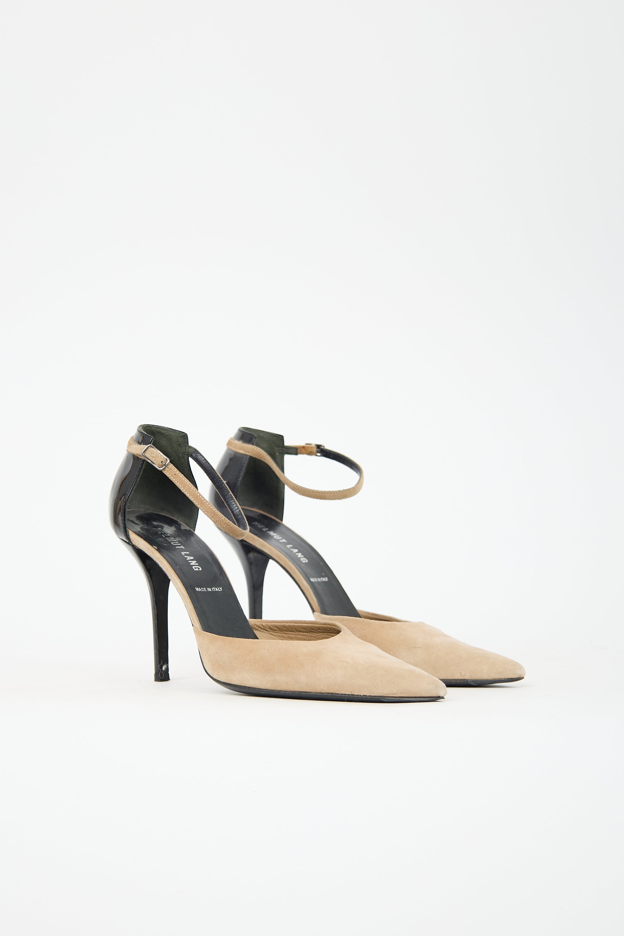 Helmut Lang Suede & Patent Leather Heel