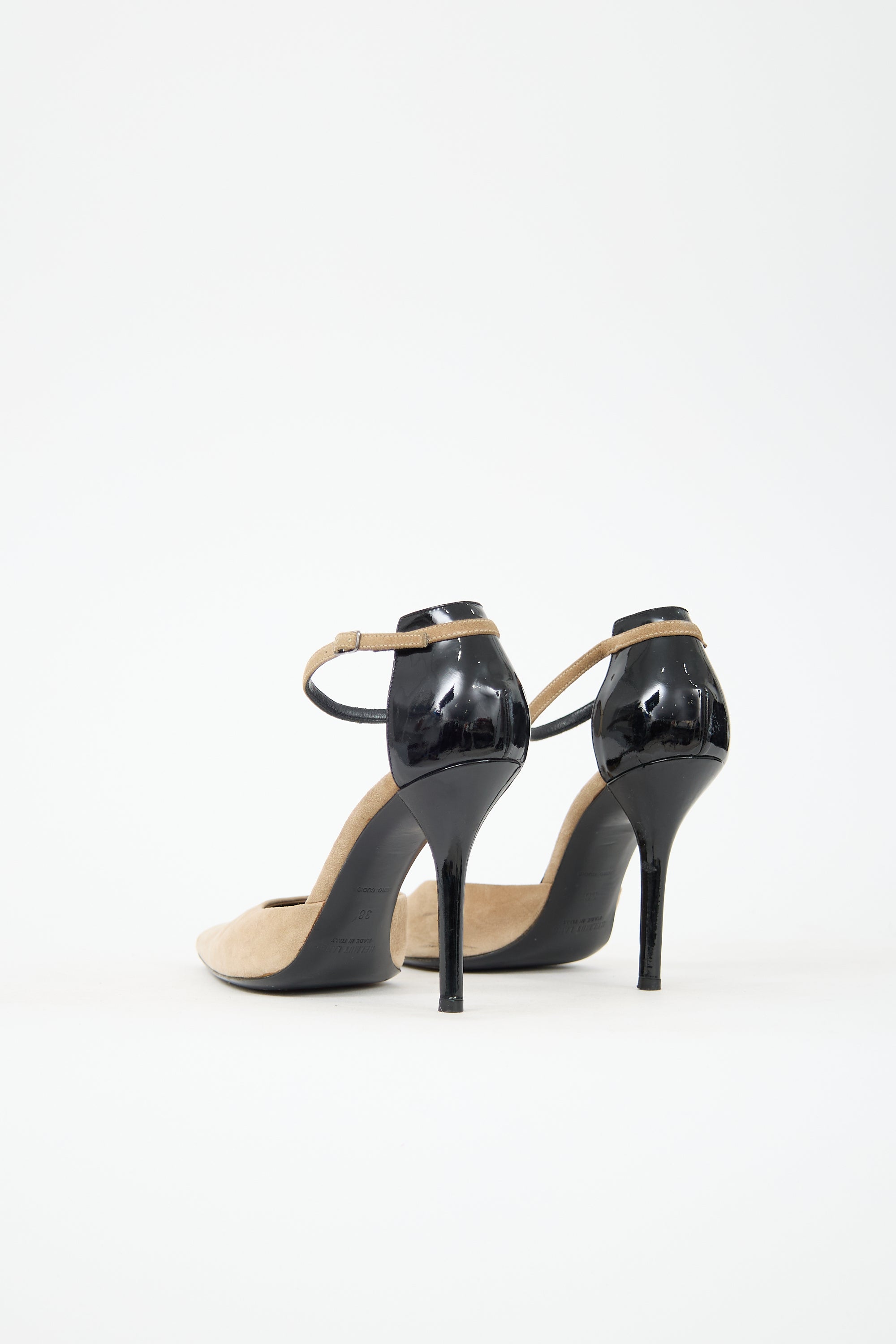 Helmut Lang Suede & Patent Leather Heel
