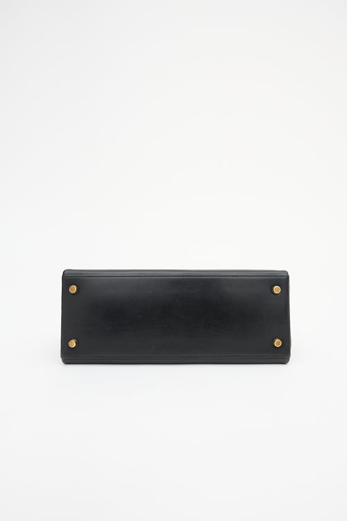 Hermès Vintage Noir Box Kelly Retourne 28 Bag