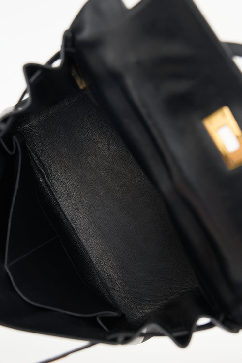 Hermès Vintage Noir Box Kelly Retourne 28 Bag