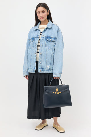 Hermès 1990 Indigo Box Kelly Sellier 35 Bag