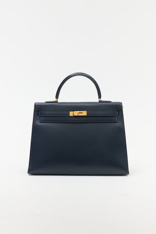 Hermès 1990 Indigo Box Kelly Sellier 35 Bag