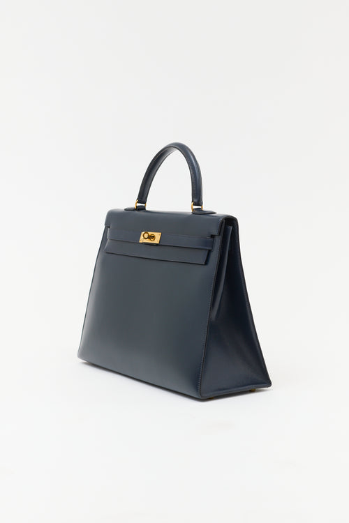 Hermès 1990 Indigo Box Kelly Sellier 35 Bag