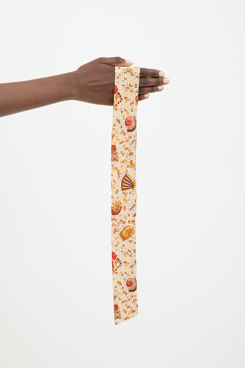Hermès 1990s Orange & Multicolour Cotton Seashell Mosaic Printed Skirt
