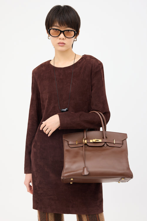 Hermès 2000 Marron Fonce Courchevel Birkin 35 Bag