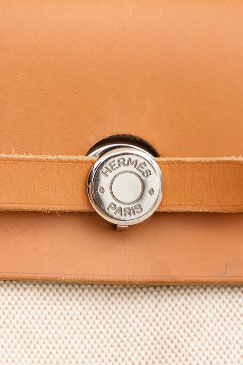 Hermès 2000 Écru Toile Canvas & Fauve Vache Hunter Leather HerBag 2-in-1