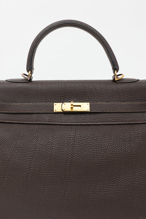 Hermès 2003 Chocolat Togo Kelly Retourne 35 Bag