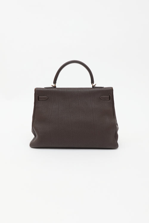 Hermès 2003 Chocolat Togo Kelly Retourne 35 Bag