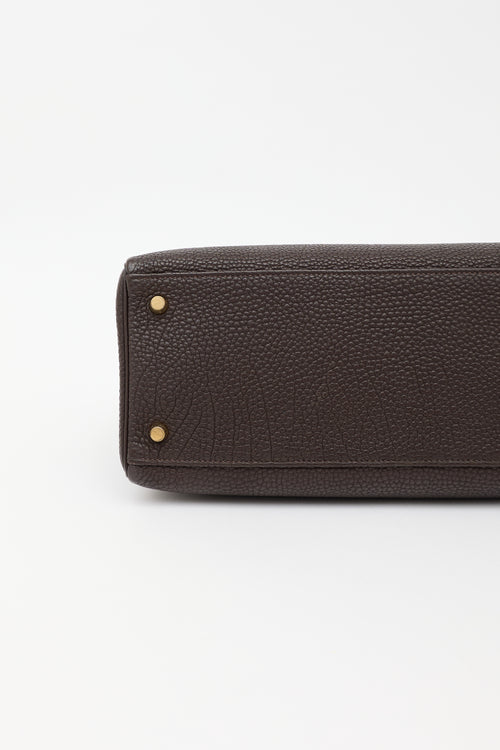 Hermès 2003 Chocolat Togo Kelly Retourne 35 Bag