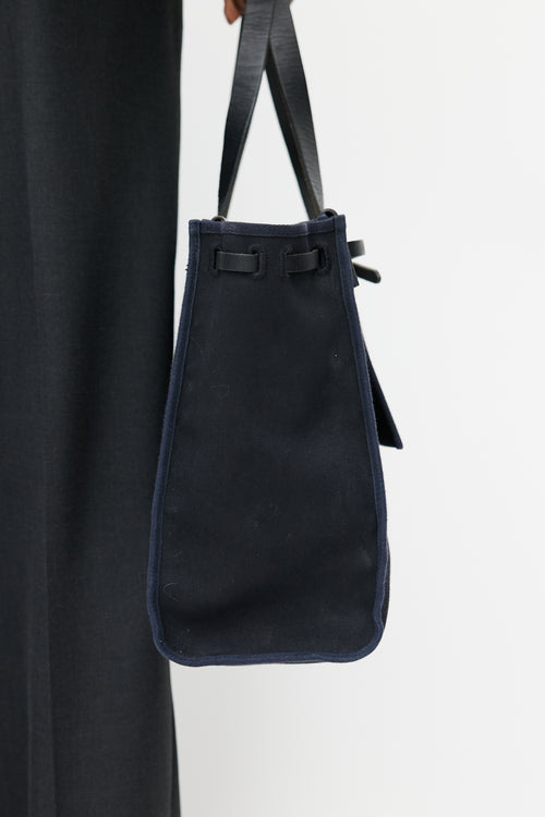 Hermès 2003 Noir Officier Canvas & Vache Leather HerBag Cabas MM Bag