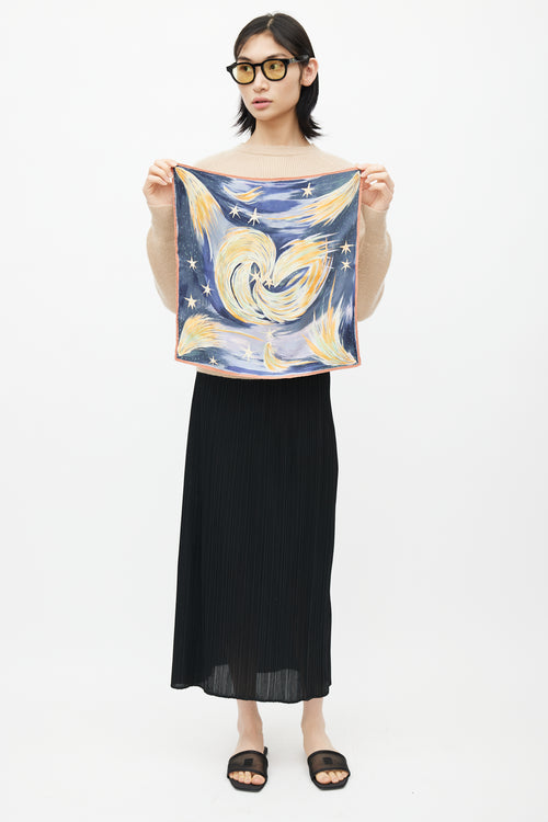 Hermès 2016 Navy & Multi Silk Feux Du Ciel 45 Scarf