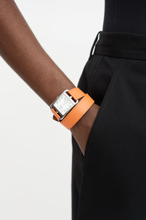 Hermès 2017 Orange H Swift & Stainless Steel Cape Cod Watch