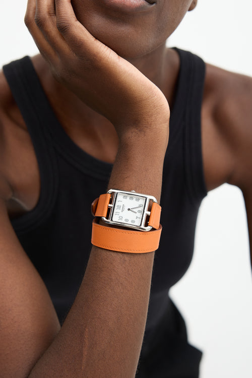 Hermès 2017 Orange H Swift & Stainless Steel Cape Cod Watch