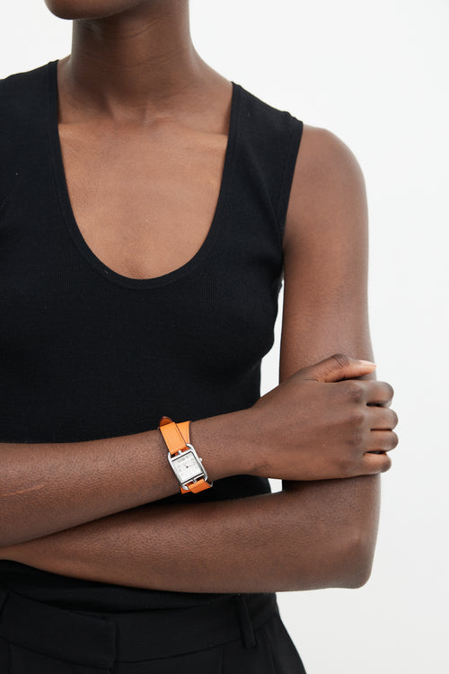 Hermès 2022 Orange H Swift & Stainless Steel Cape Cod Watch