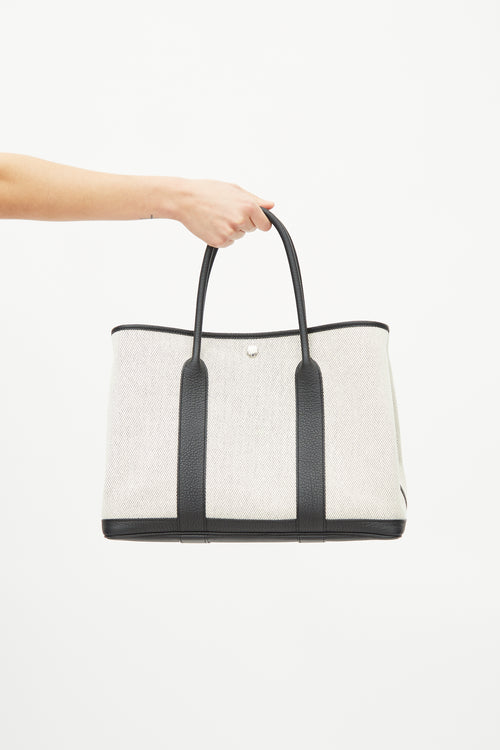 Hermès 2020 Ecru Toile & Noir Negonda Garden Party 36 Bag