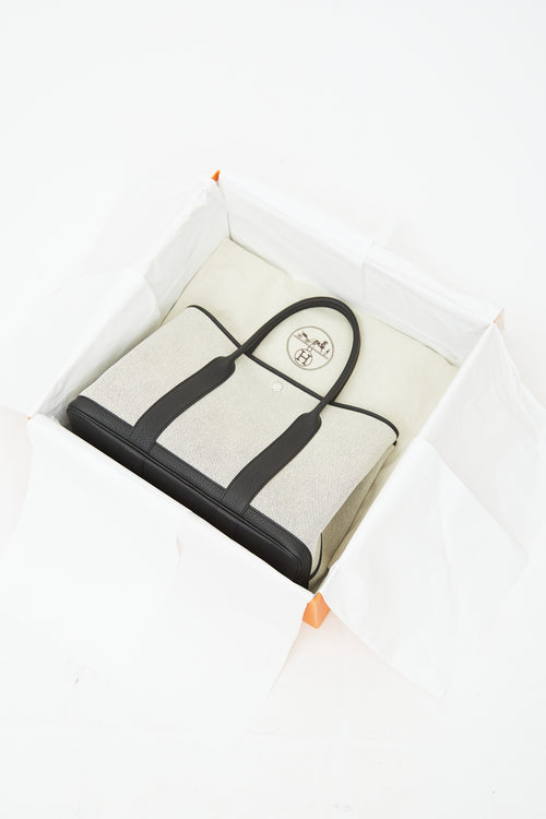 Hermès 2020 Ecru Toile & Noir Negonda Garden Party 36 Bag