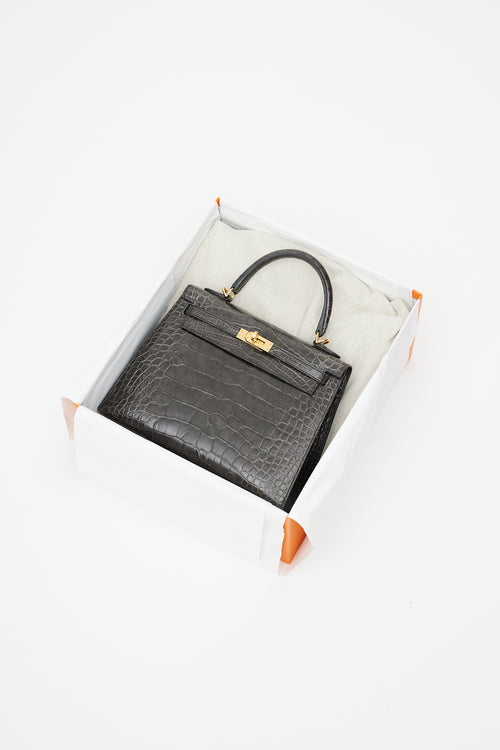 Hermès 2020 Graphite Exotic Leather & Gold Kelly Sellier 25 Bag