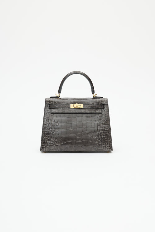 Hermès 2020 Graphite Exotic Leather & Gold Kelly Sellier 25 Bag