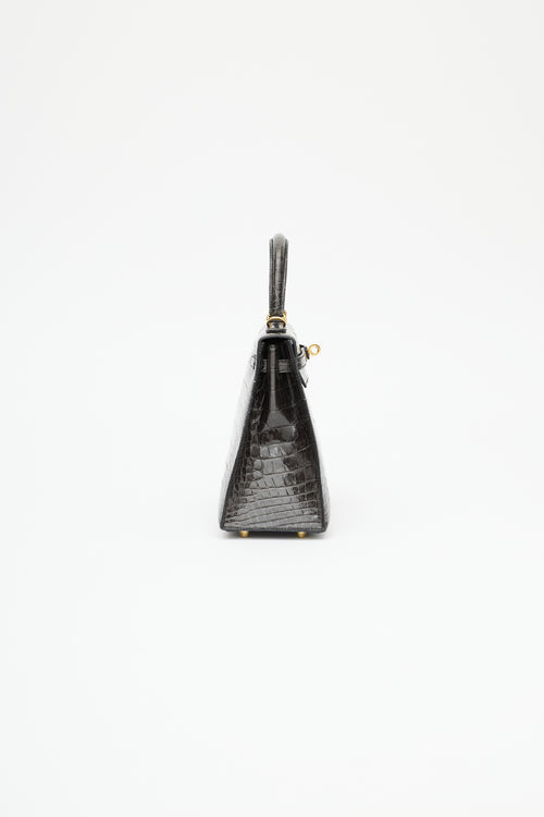Hermès 2020 Graphite Exotic Leather & Gold Kelly Sellier 25 Bag