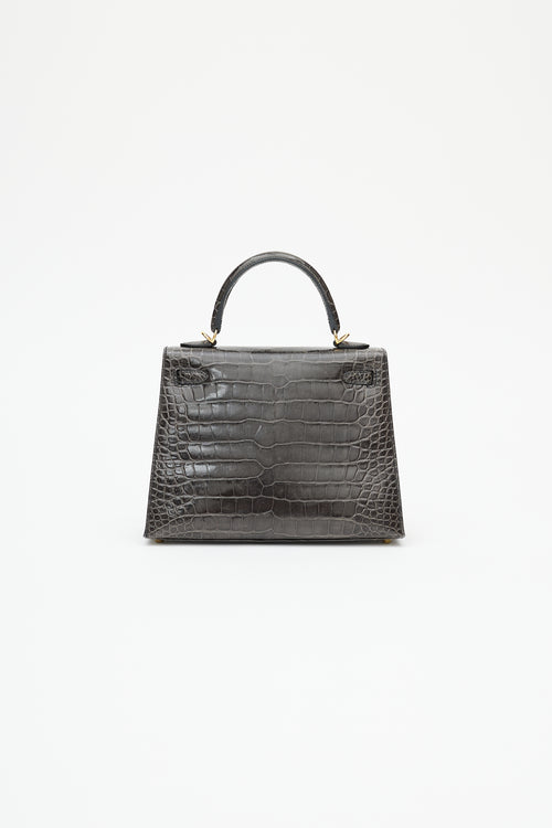 Hermès 2020 Graphite Exotic Leather & Gold Kelly Sellier 25 Bag