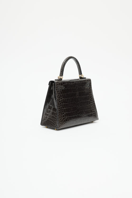 Hermès 2020 Graphite Exotic Leather & Gold Kelly Sellier 25 Bag