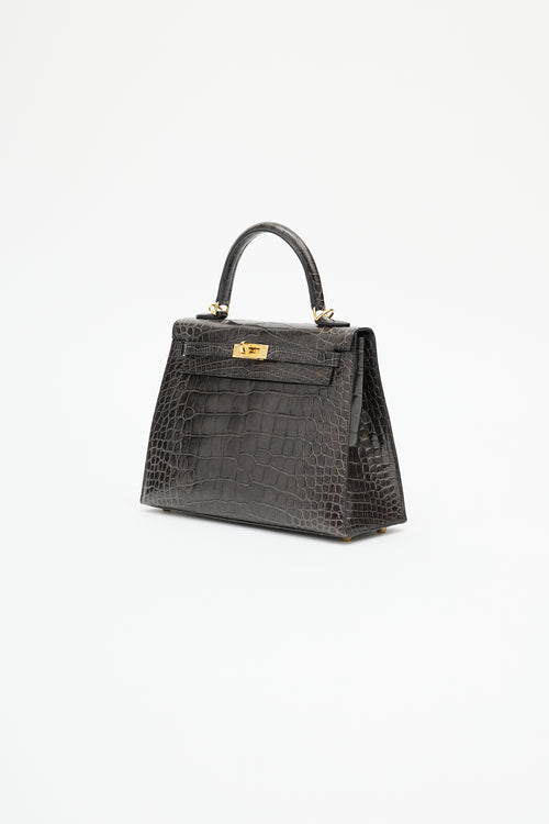Hermès 2020 Graphite Exotic Leather & Gold Kelly Sellier 25 Bag