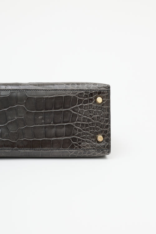 Hermès 2020 Graphite Exotic Leather & Gold Kelly Sellier 25 Bag