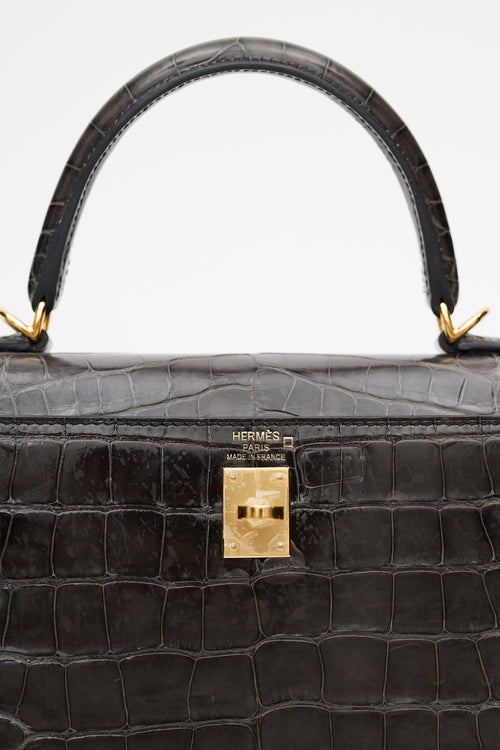 Hermès 2020 Graphite Exotic Leather & Gold Kelly Sellier 25 Bag