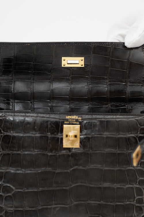 Hermès 2020 Graphite Exotic Leather & Gold Kelly Sellier 25 Bag