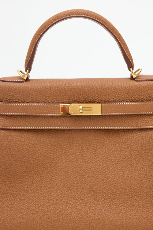 Hermès 2021 Gold Togo Kelly Retourne 32 Bag