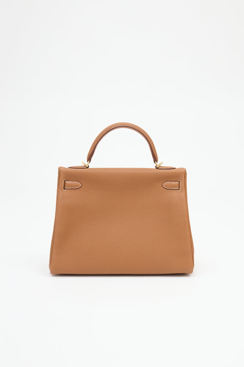 Hermès 2021 Gold Togo Kelly Retourne 32 Bag
