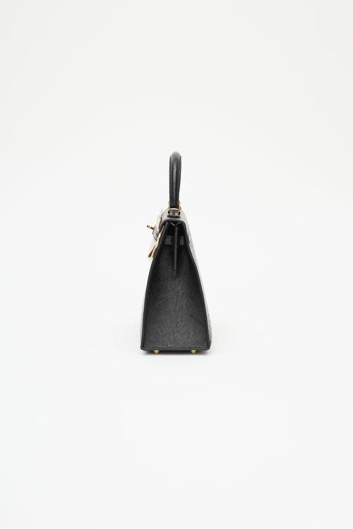 Hermès 2021 Noir Ostrich & Gold Kelly Sellier 25 Bag