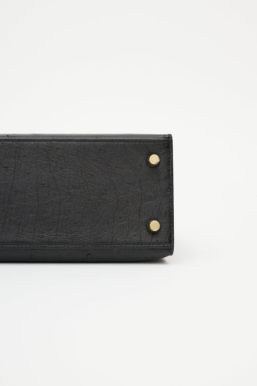 Hermès 2021 Noir Ostrich & Gold Kelly Sellier 25 Bag