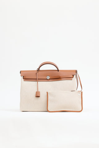 Hermès 2023 Écru H Viking Canvas & Fauve Vache Hunter Leather Herbag Messenger 39