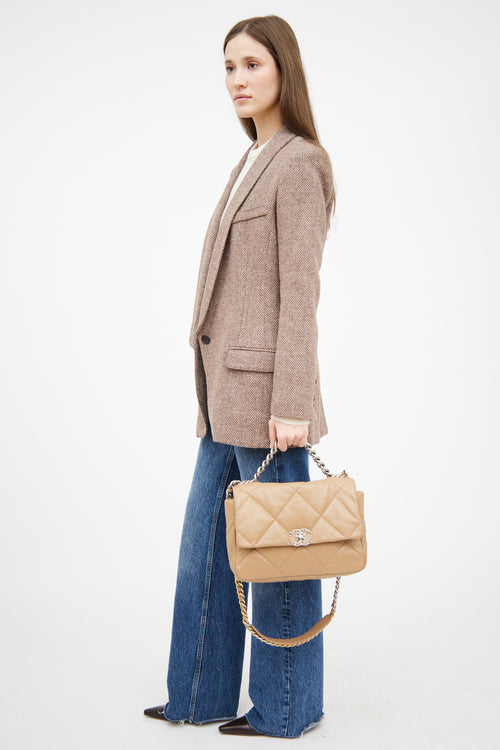 2022 Dark Beige Quilted Leather 19 Bag