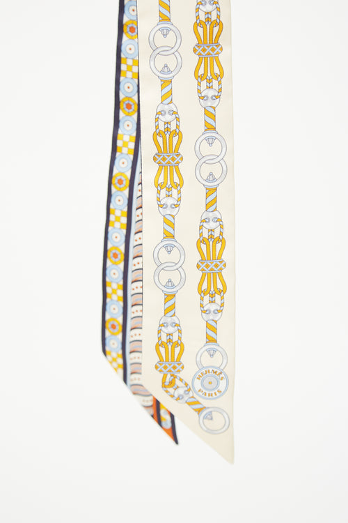 Hermès Beige & Multi Silk Harnais En Rosace Twilly