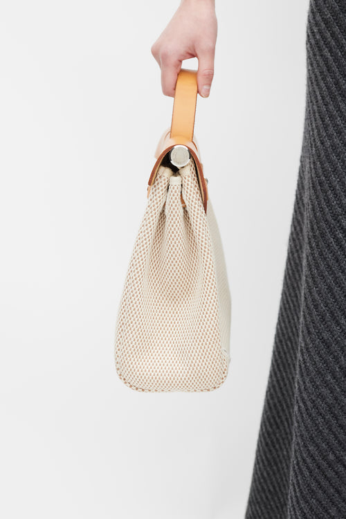Hermès 2003 Écru Toile Canvas & Fauve Vache Hunter Leather HerBag 2-in-1 Backpack GM Set
