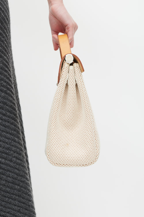 Hermès 2003 Écru Toile Canvas & Fauve Vache Hunter Leather HerBag 2-in-1 Backpack GM Set