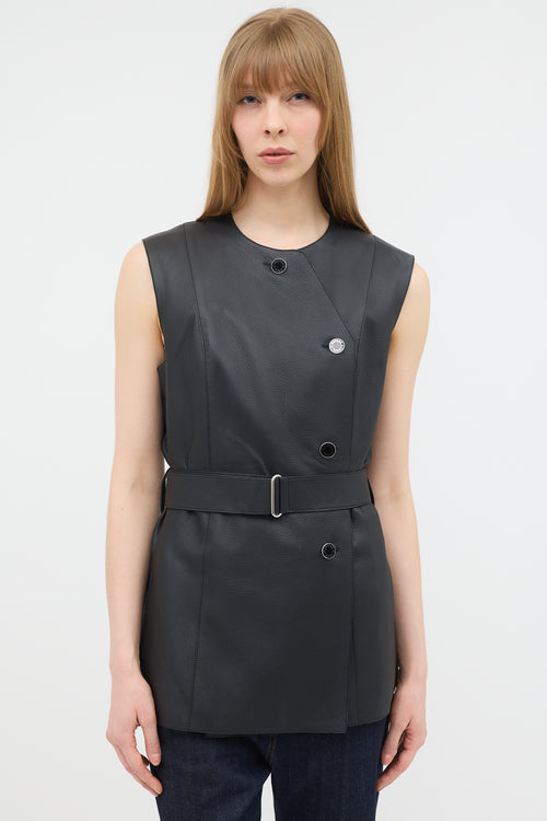 Hermès Leather Belted Button Up Vest