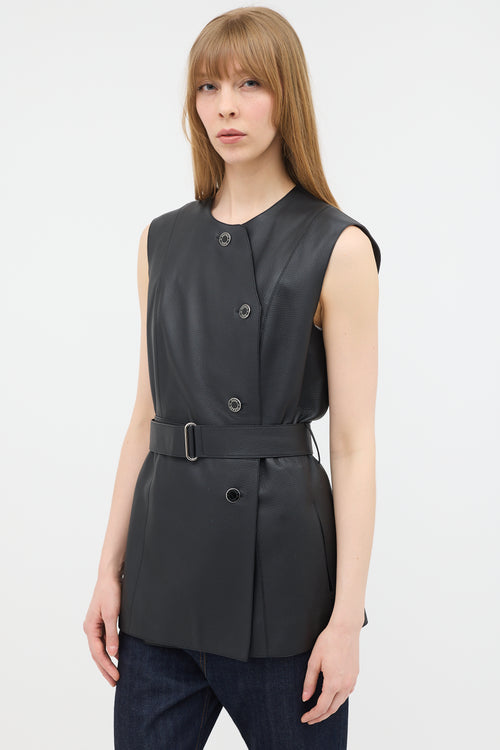 Hermès Leather Belted Button Up Vest