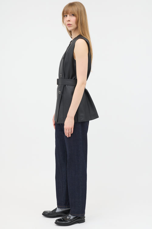 Hermès Leather Belted Button Up Vest