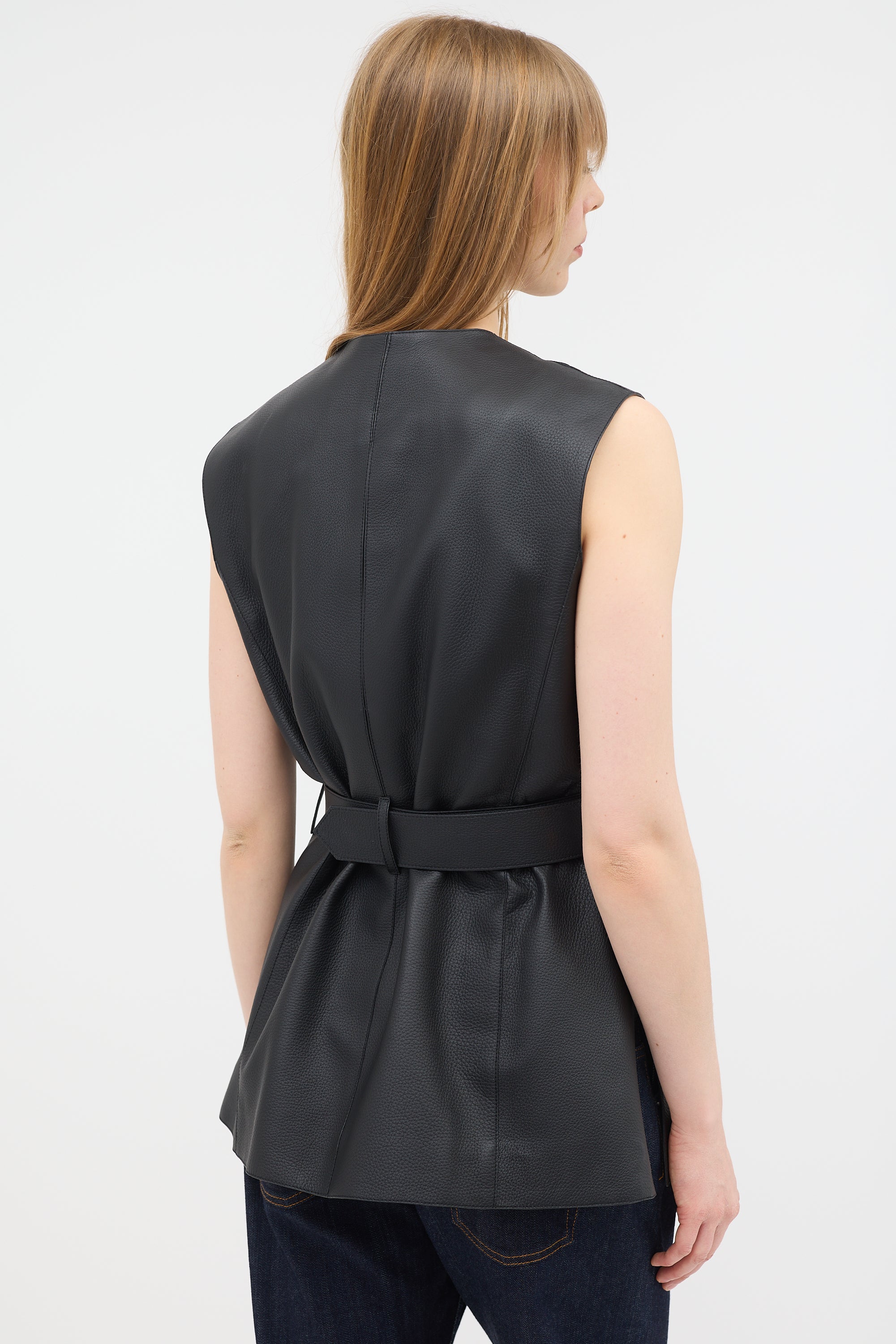 Hermès Leather Belted Button Up Vest