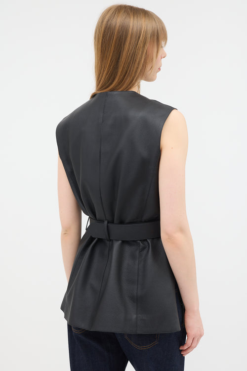 Hermès Leather Belted Button Up Vest