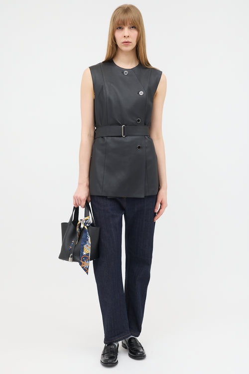 Hermès Leather Belted Button Up Vest