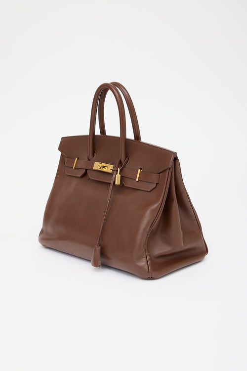 Hermès 2000 Marron Fonce Courchevel Birkin 35 Bag